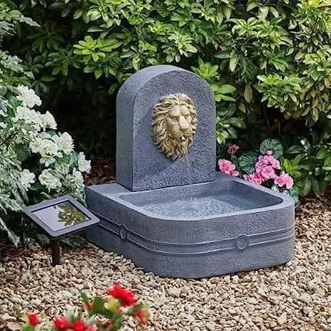 Lions Head Cascade Solar Powered Garden Water Feature