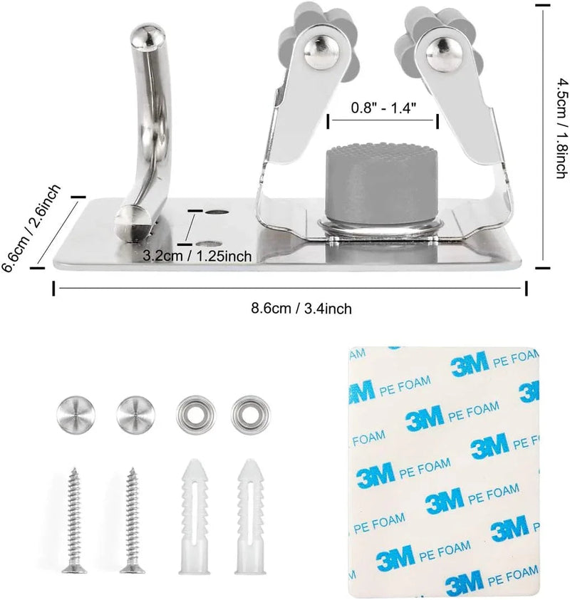 Mop Broom Holder Wall Mounted Heavy Duty Clips & Hanger Storage Rack 1 Hook 2 pk