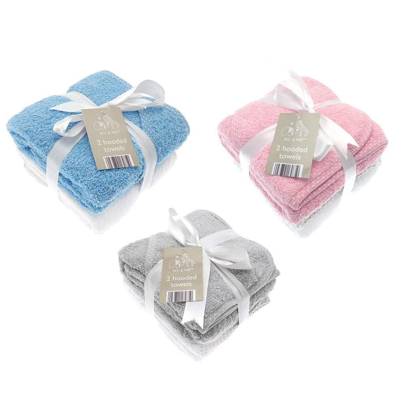 Elli & Raff 2 Pack Baby Hooded Towels- grey white