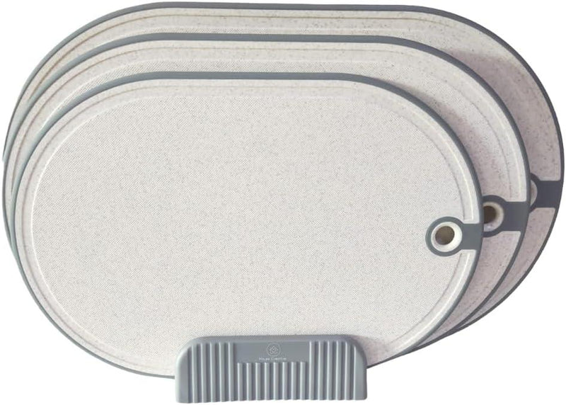 Grey Plastic Chopping Board Set 3-Piece - Non Slip, Handles, Kitchen Prep