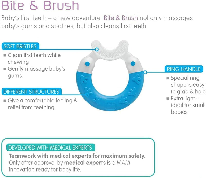 MAM Bite & Brush Teether Ring - Blue