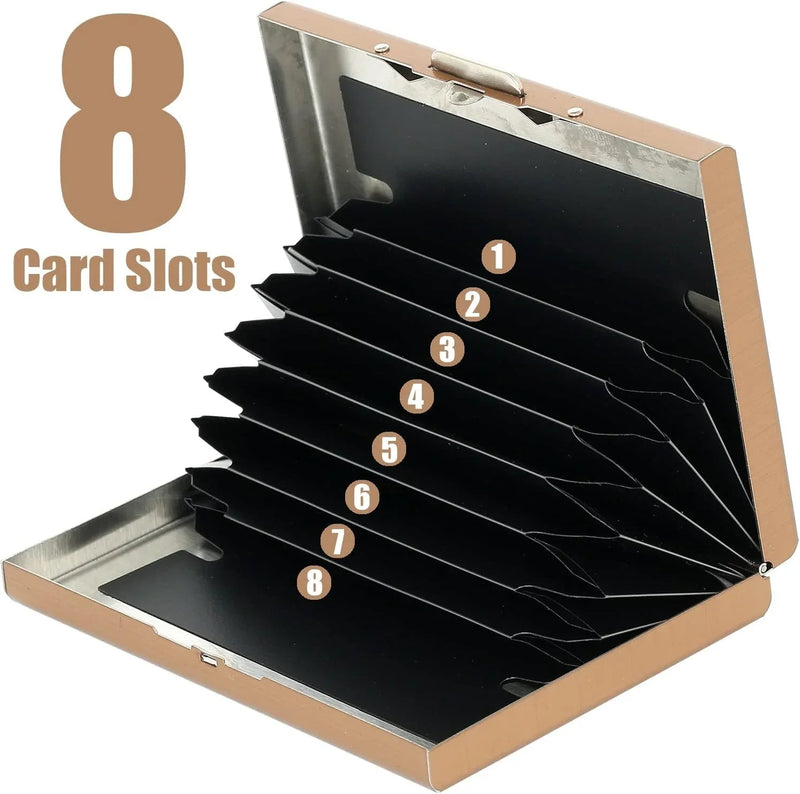 Stainless Steel Credit Card Holder RFID Blocking Slim Credit Card Case 8 Cards