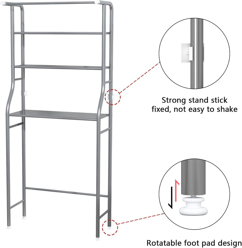3-Tier Drum Storage Rack Space-Saving Bathroom Organizer Silver MOYIPIN