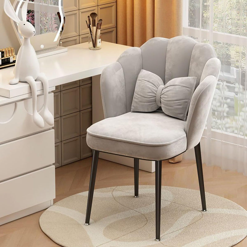 Velvet Vanity Chair Accent Armchair Flower Back Gold Legs Makeup Room Pillow