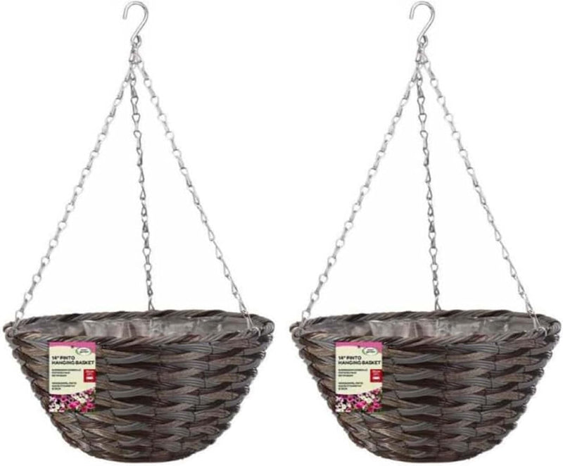 X2 14" Dark Rattan Hanging Baskets
