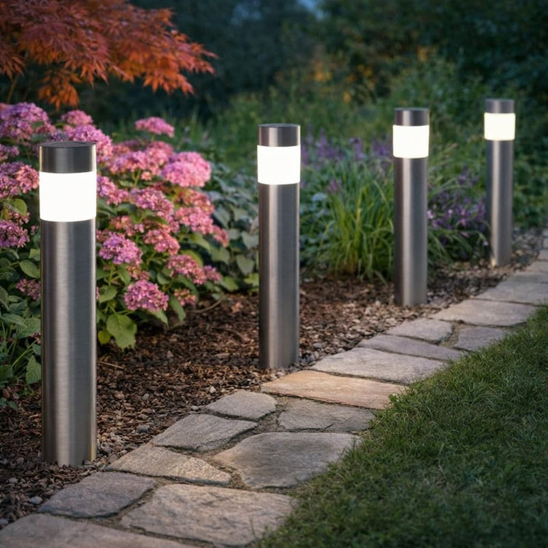 4 Pack Of Solar Bollard Pathway Stake Lights