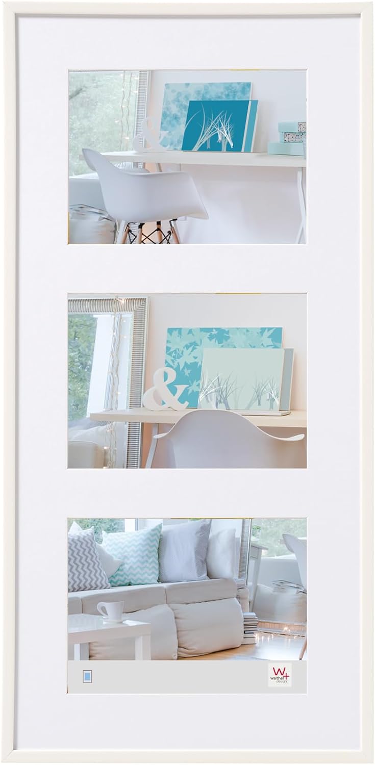 Triple White Photo Frame 6x4 Walther New Lifestyle Photo Frame - 18x9 inch