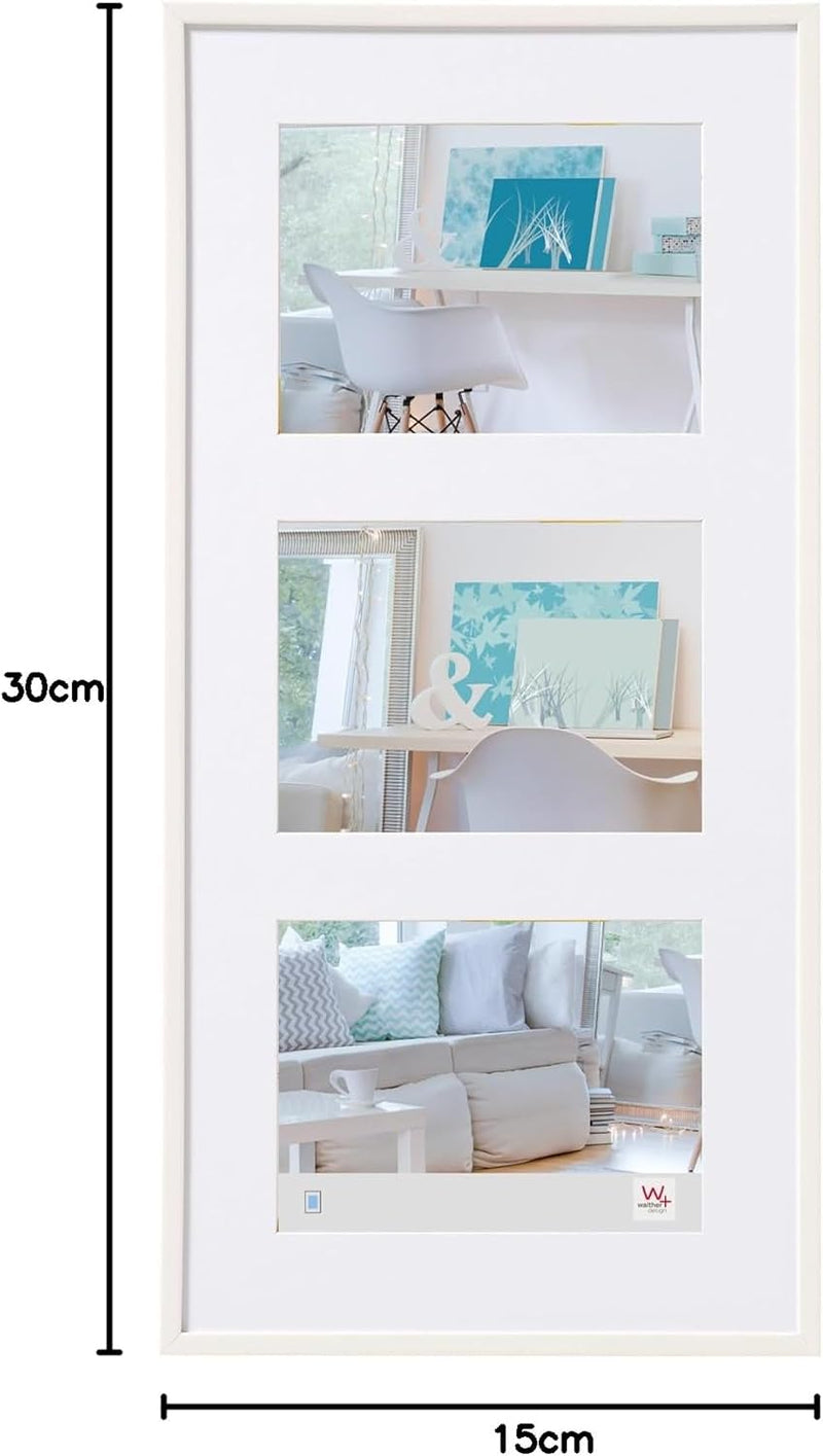 Triple White Photo Frame 6x4 Walther New Lifestyle Photo Frame - 18x9 inch