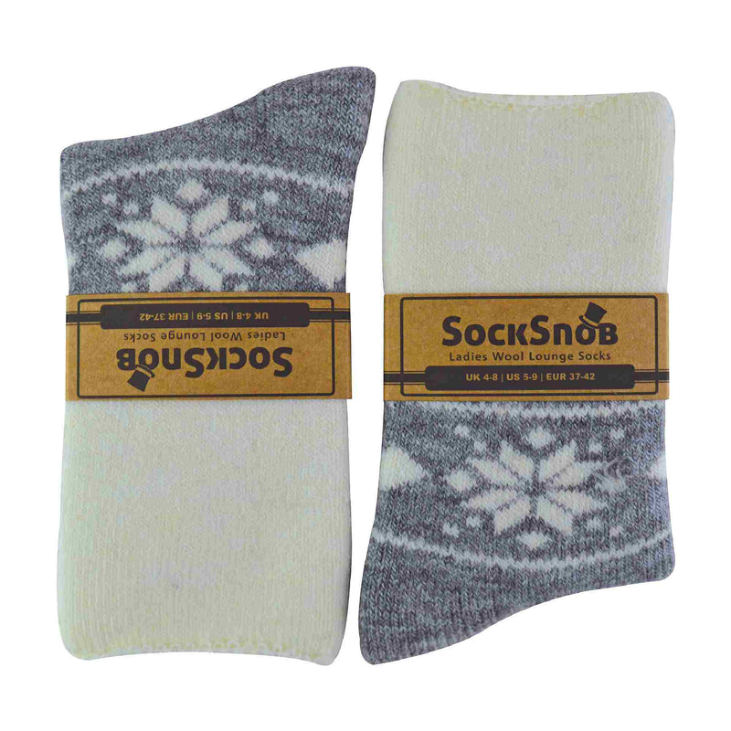 1 Pack Ladies Soft Warm Wool Bed Socks with Fairisle Design