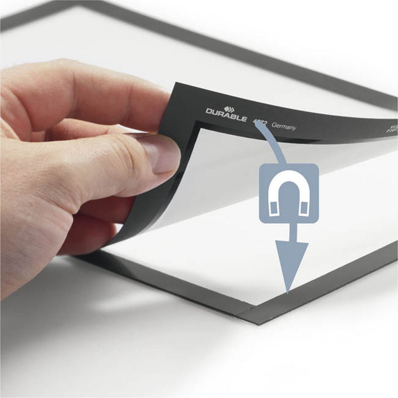 Durable DURAFRAME Self Adhesive Magnetic Signage Frame | 2 Pack | A3 Silver