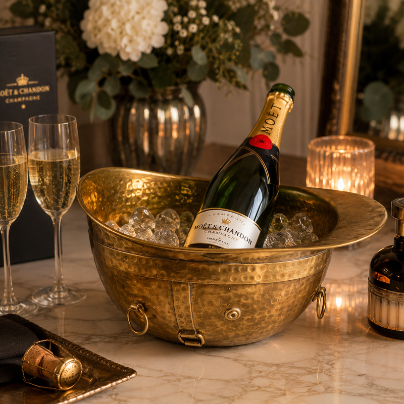 Polo Helmet Solid Antique Brass Champagne Ice Bucket | Wine Cooler