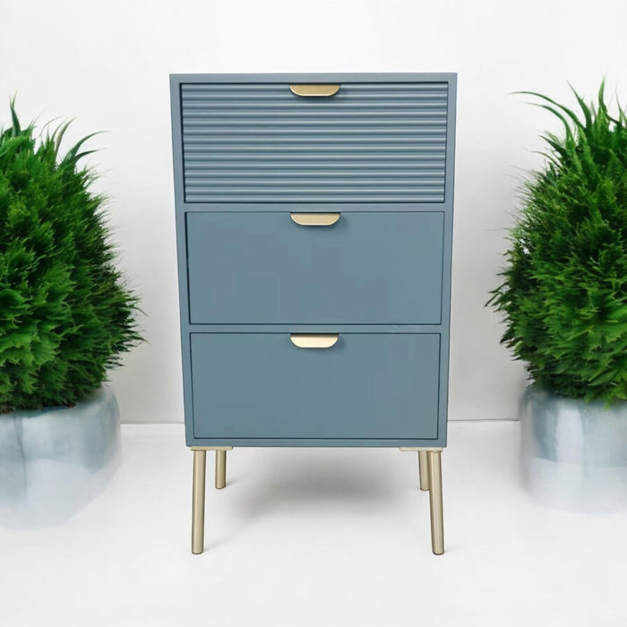 75CM BLUE WOODEN 3 DRAWER CHEST OF DRAWER