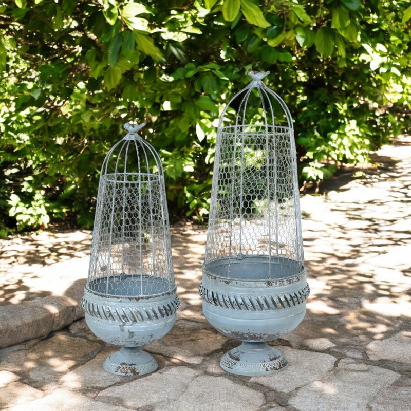 83/70CM CREAM METAL SET 2 PLANT STANDS