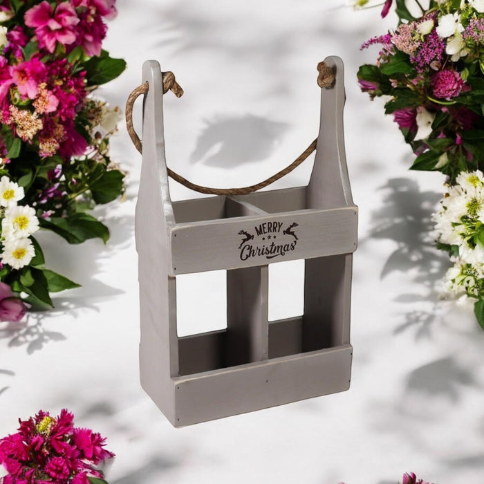 39CM RUSTIC GREY 2 BOTTLE WINE HOLDER