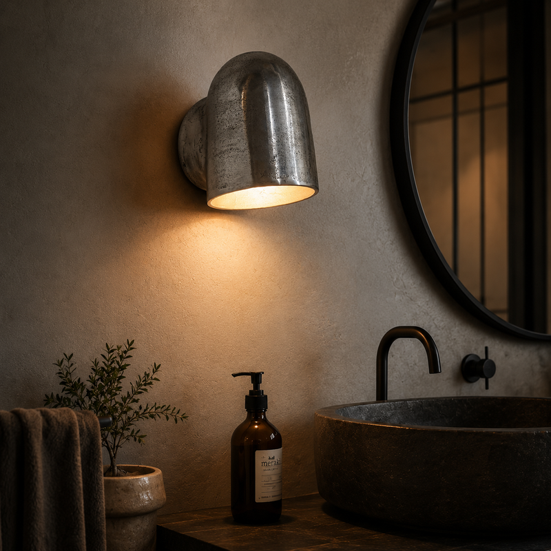 Hopton ~ Pewter Mast Down Light Solid Cast Wall Sconce