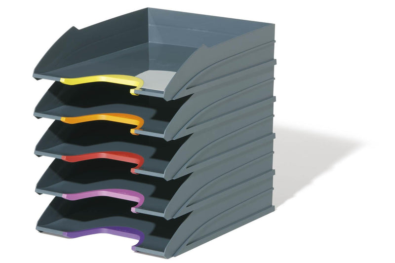 Durable VARICOLOR ECO Stackable Letter Tray Files | A4+ Colour Coded 5 Pack