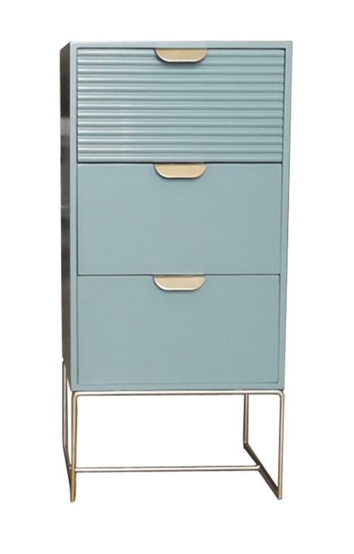 64CM GREEN WOODEN 3 DRAWER BEDSIDE TABLE - InStock