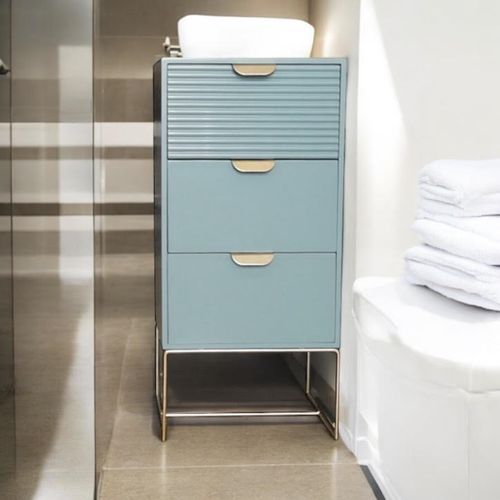 64CM GREEN WOODEN 3 DRAWER BEDSIDE TABLE - InStock