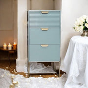 64CM GREEN WOODEN 3 DRAWER BEDSIDE TABLE - InStock