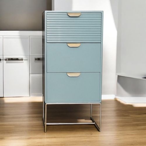 64CM GREEN WOODEN 3 DRAWER BEDSIDE TABLE - InStock