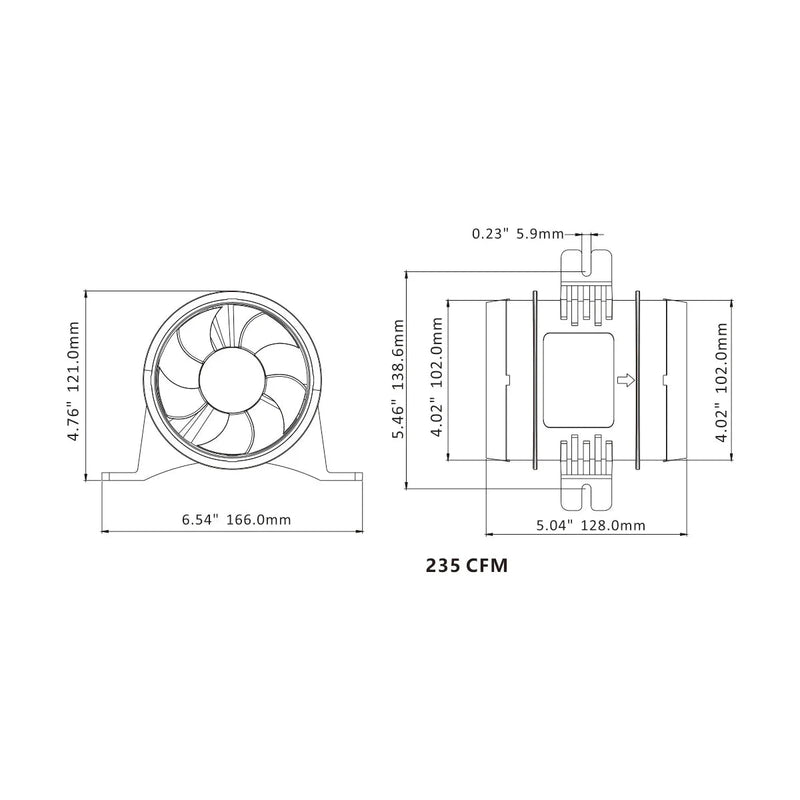 SEAFLO 4" In-Line Marine Blower 24V 235 CFM Bilge Ventilation IB223504