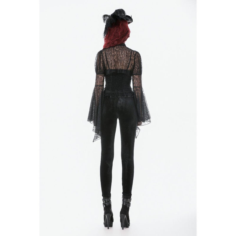 Dark in Love Gothic Velvet Mesh Patchwork Leggings