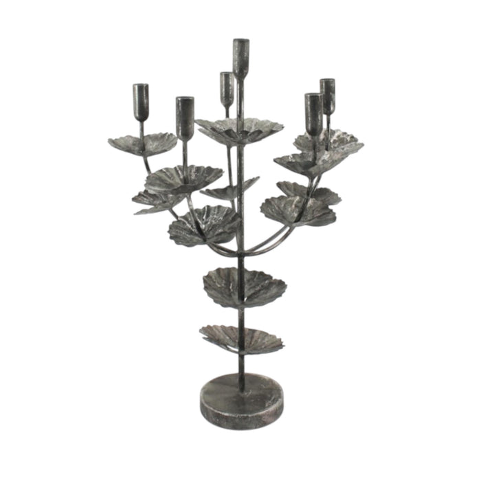 57CM SILVER METAL CANDLE HOLDER