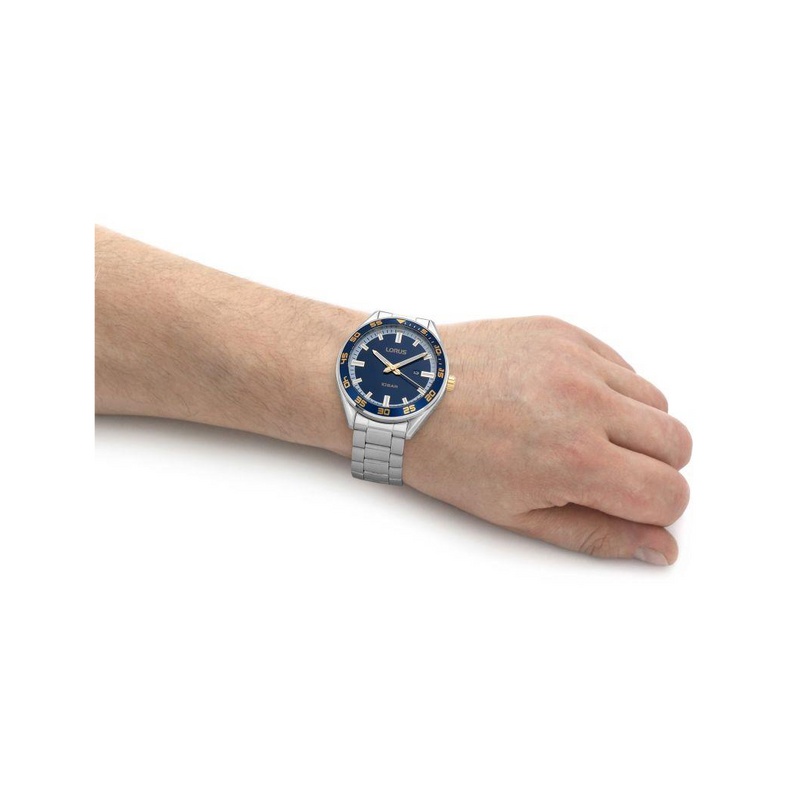 Lorus Men's Dated Blue Dial With Stainless Steel Bracelet Watch RH933NX9