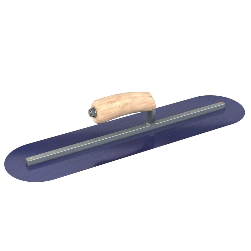 Bon Tool Blue Steel Round End Finish Trowel - Camel Back Wood Handle