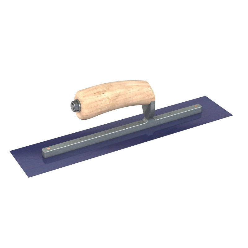 Bon Tool Blue Steel Square End Finish Trowel - Camel Back Wood Handle
