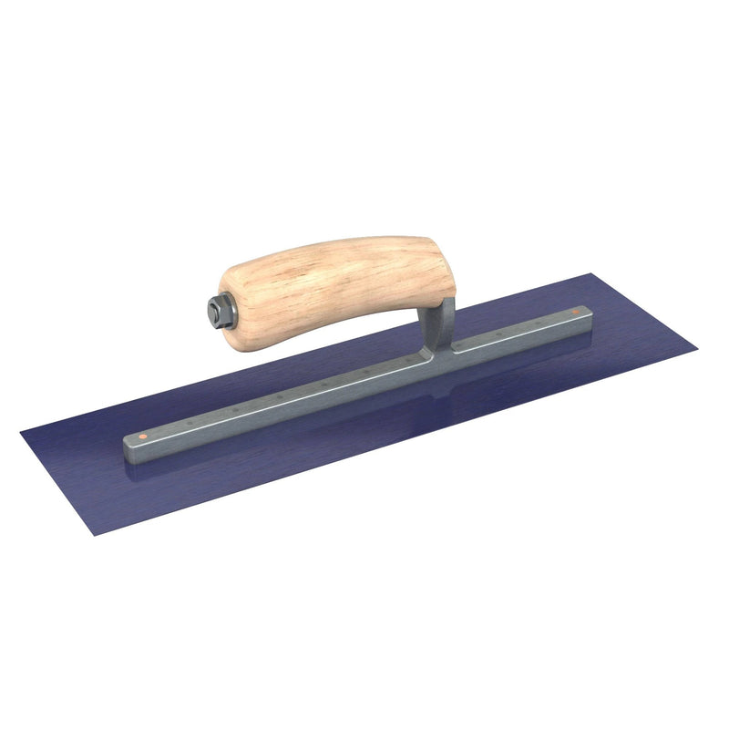 Bon Tool Blue Steel Square End Finish Trowel - Camel Back Wood Handle