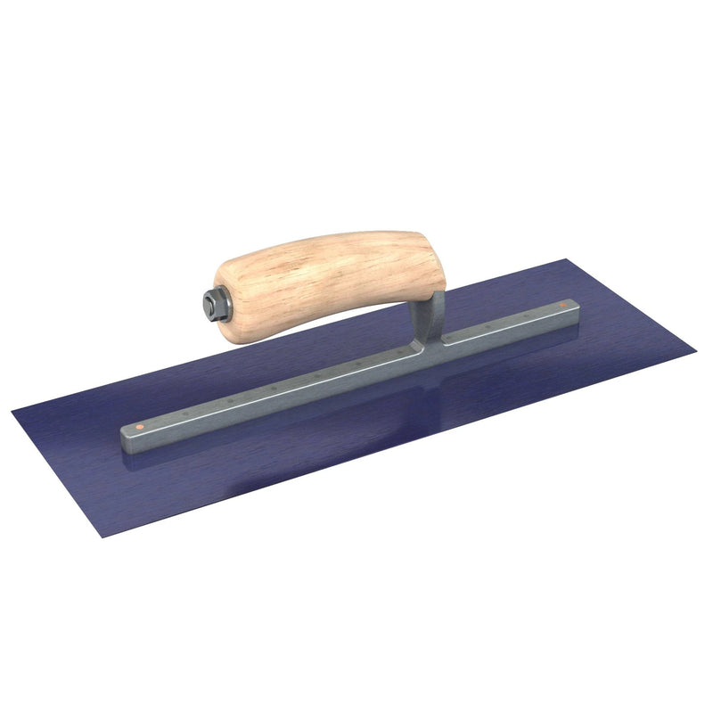Bon Tool Blue Steel Square End Finish Trowel - Camel Back Wood Handle