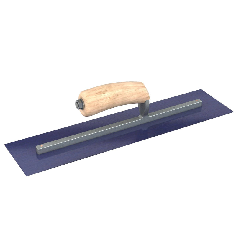 Bon Tool Blue Steel Square End Finish Trowel - Camel Back Wood Handle