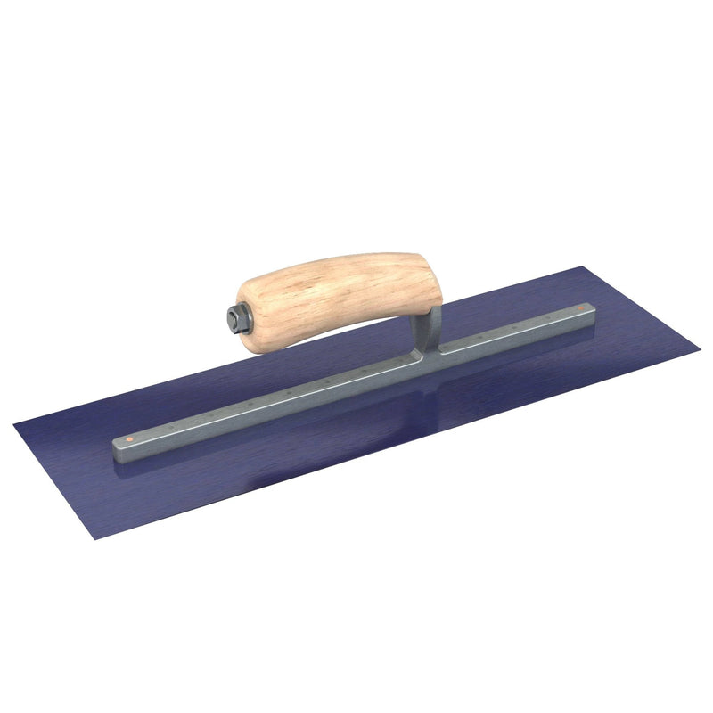 Bon Tool Blue Steel Square End Finish Trowel - Camel Back Wood Handle