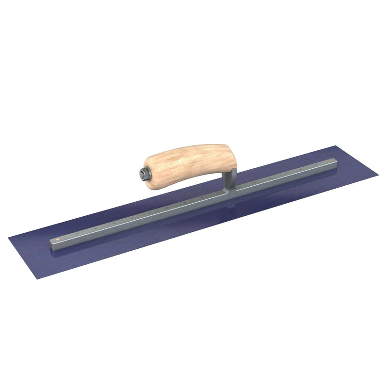 Bon Tool Blue Steel Square End Finish Trowel - Camel Back Wood Handle
