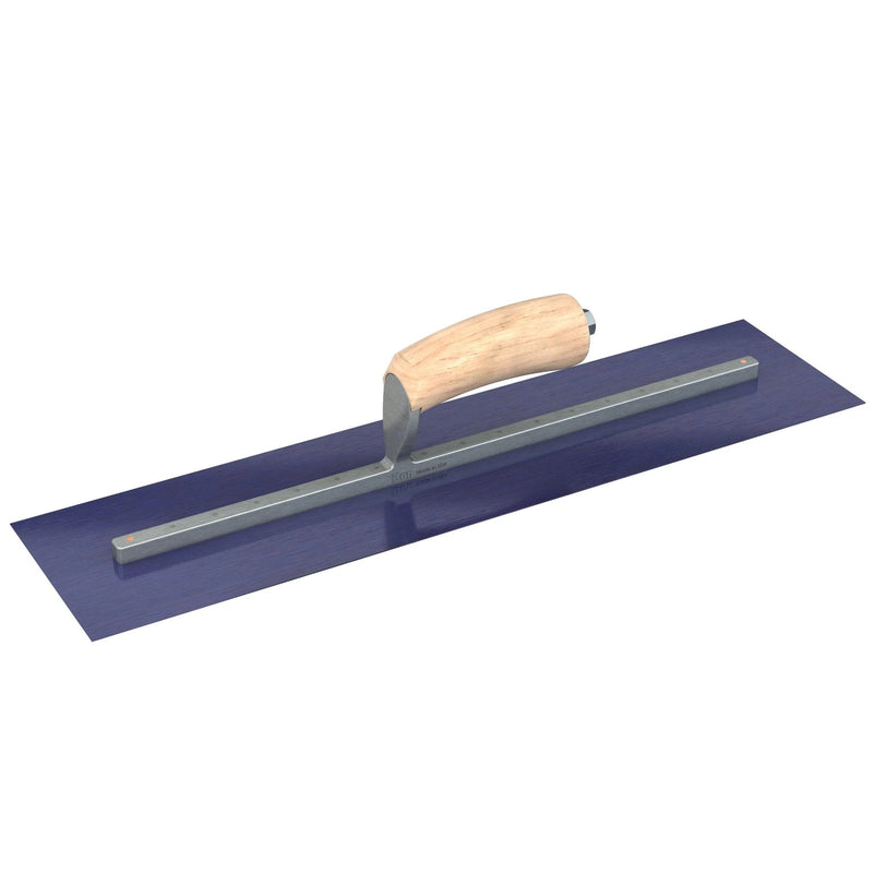 Bon Tool Blue Steel Square End Finish Trowel - Camel Back Wood Handle