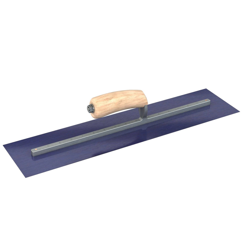 Bon Tool Blue Steel Square End Finish Trowel - Camel Back Wood Handle