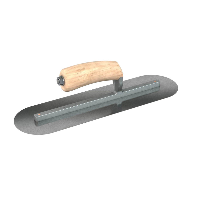 Bon Tool Carbon Steel Round End Finish Trowel - Camel Back Wood Handle