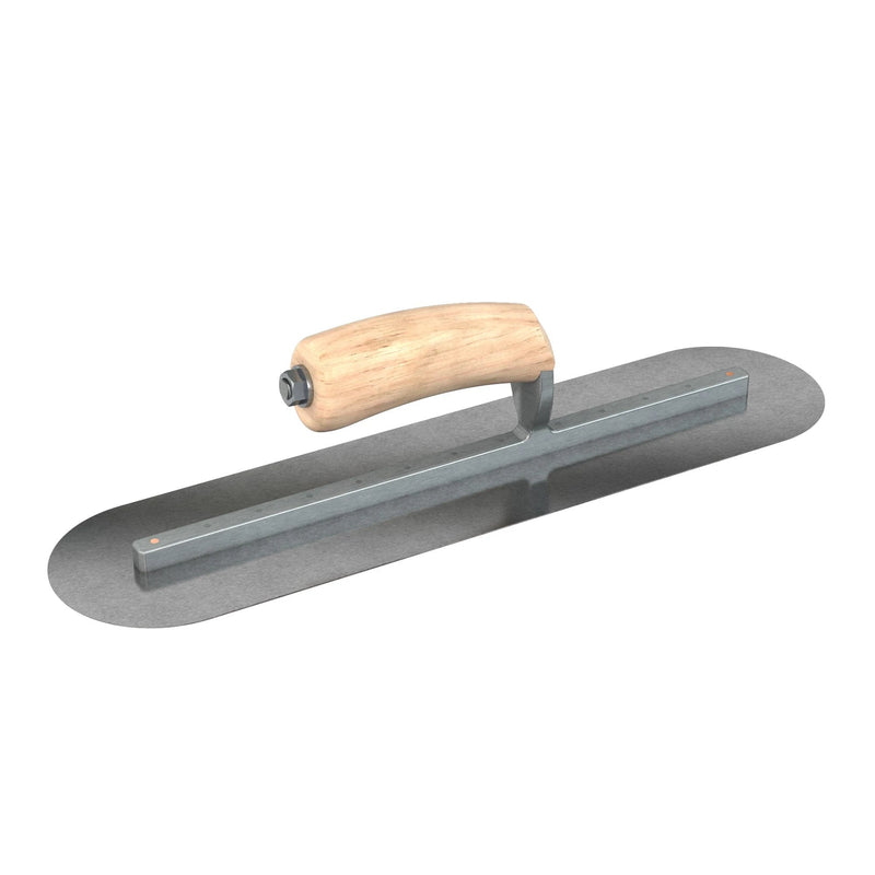 Bon Tool Carbon Steel Round End Finish Trowel - Camel Back Wood Handle