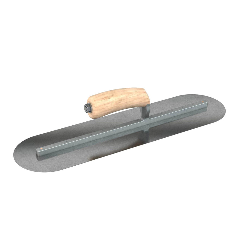 Bon Tool Carbon Steel Round End Finish Trowel - Camel Back Wood Handle