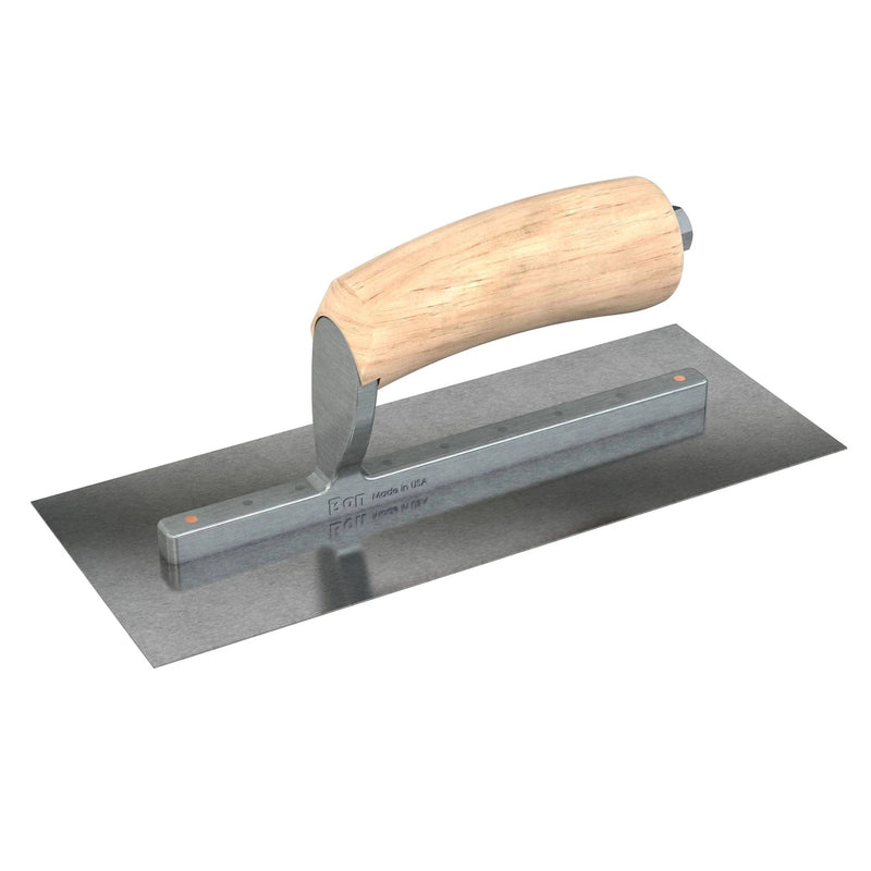 Bon Tool Carbon Steel Square End Finish Trowel - Camel Back Wood Handle
