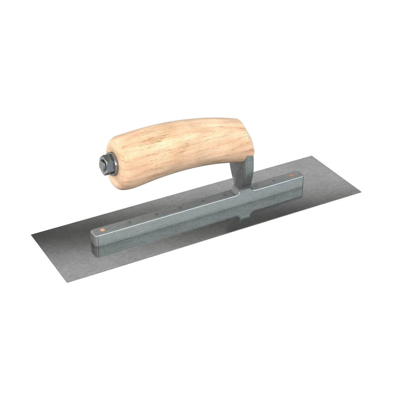 Bon Tool Carbon Steel Square End Finish Trowel - Camel Back Wood Handle