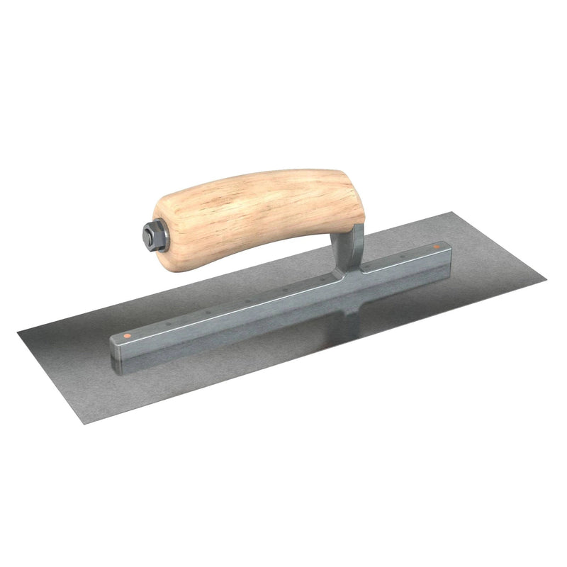 Bon Tool Carbon Steel Square End Finish Trowel - Camel Back Wood Handle