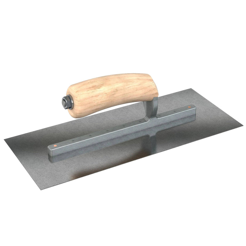 Bon Tool Carbon Steel Square End Finish Trowel - Camel Back Wood Handle