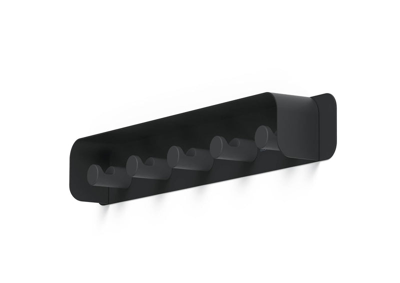 Durable DURASTORE Aluminium Wall Mounted Coat Rack 5 Hooks with Shelf | Black