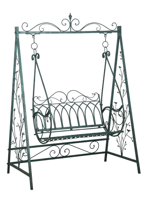 GREEN METAL SWING BENCH