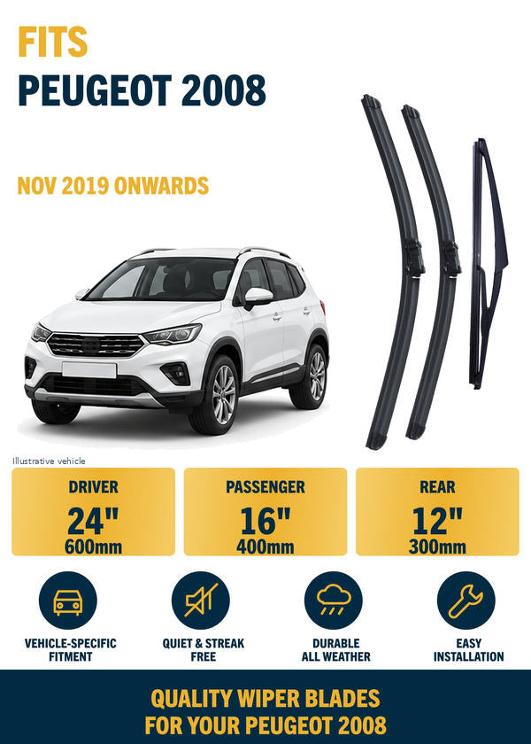 Peugeot 2008 Estate Front & Rear Wiper Blades | Nov 2019 onwards