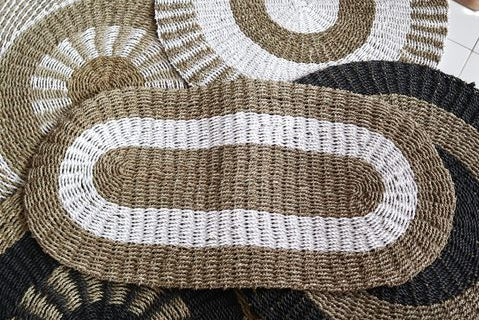 Oval Seagrass White & Tan - Classic - 60x120cm