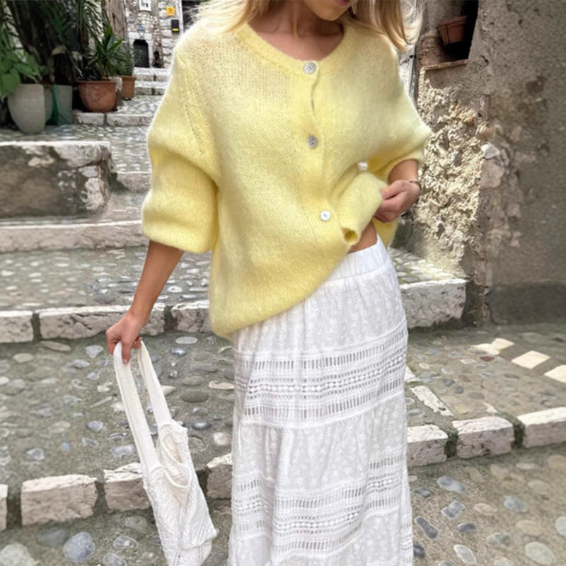 Macaron Color Sweater Cardigan For Women