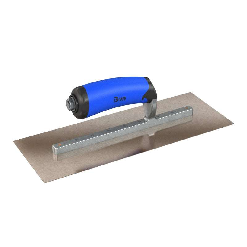 Bon Tool Golden Stainless Steel Square End Finish Trowel - Long Shank - Comfort Wave Handle